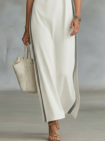Kadın Minimalist Atletik Tarzda Kolsuz Henley Maxi Elbise
